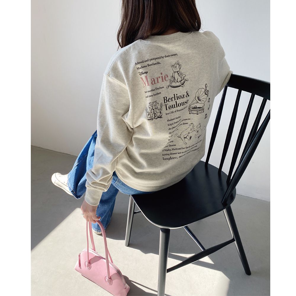 【キャラチョイ】CHATSW230203/TheAristocats/おしゃれキャット/マリー/スウェット/オートミール