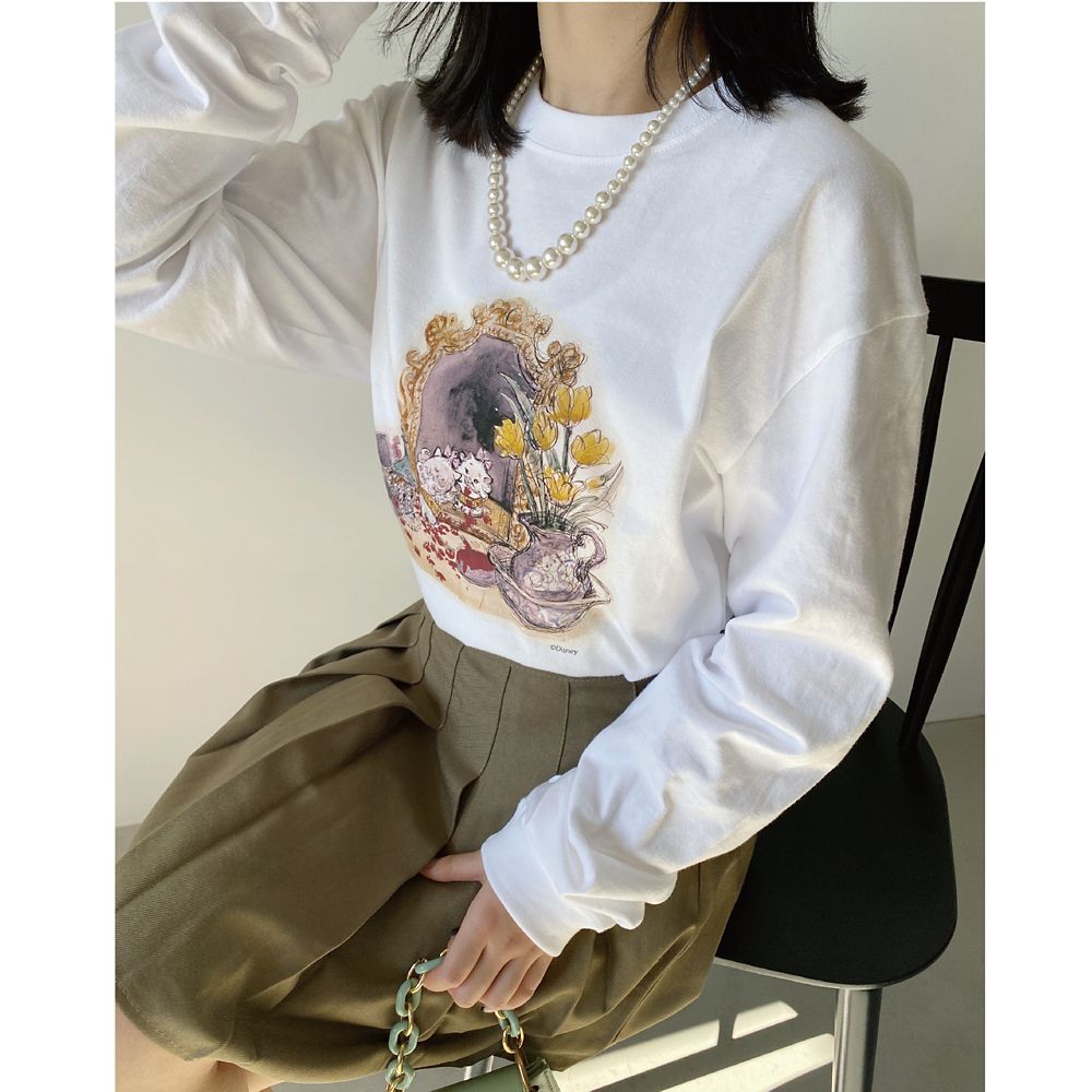 【キャラチョイ】CHATLT230203/TheAristocats/おしゃれキャット/マリー/LSTシャツ/ホワイト/イラスト