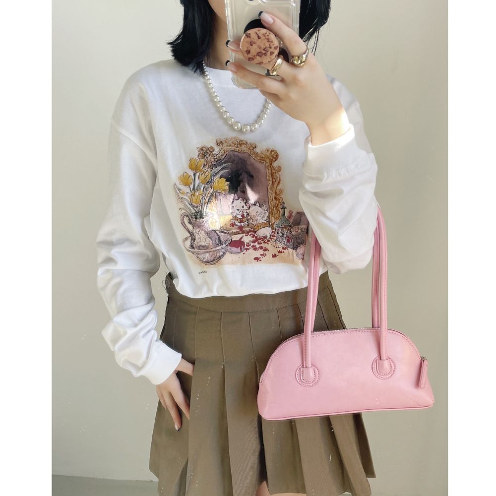 【キャラチョイ】CHATLT230203/TheAristocats/おしゃれキャット/マリー/LSTシャツ/ホワイト/イラスト