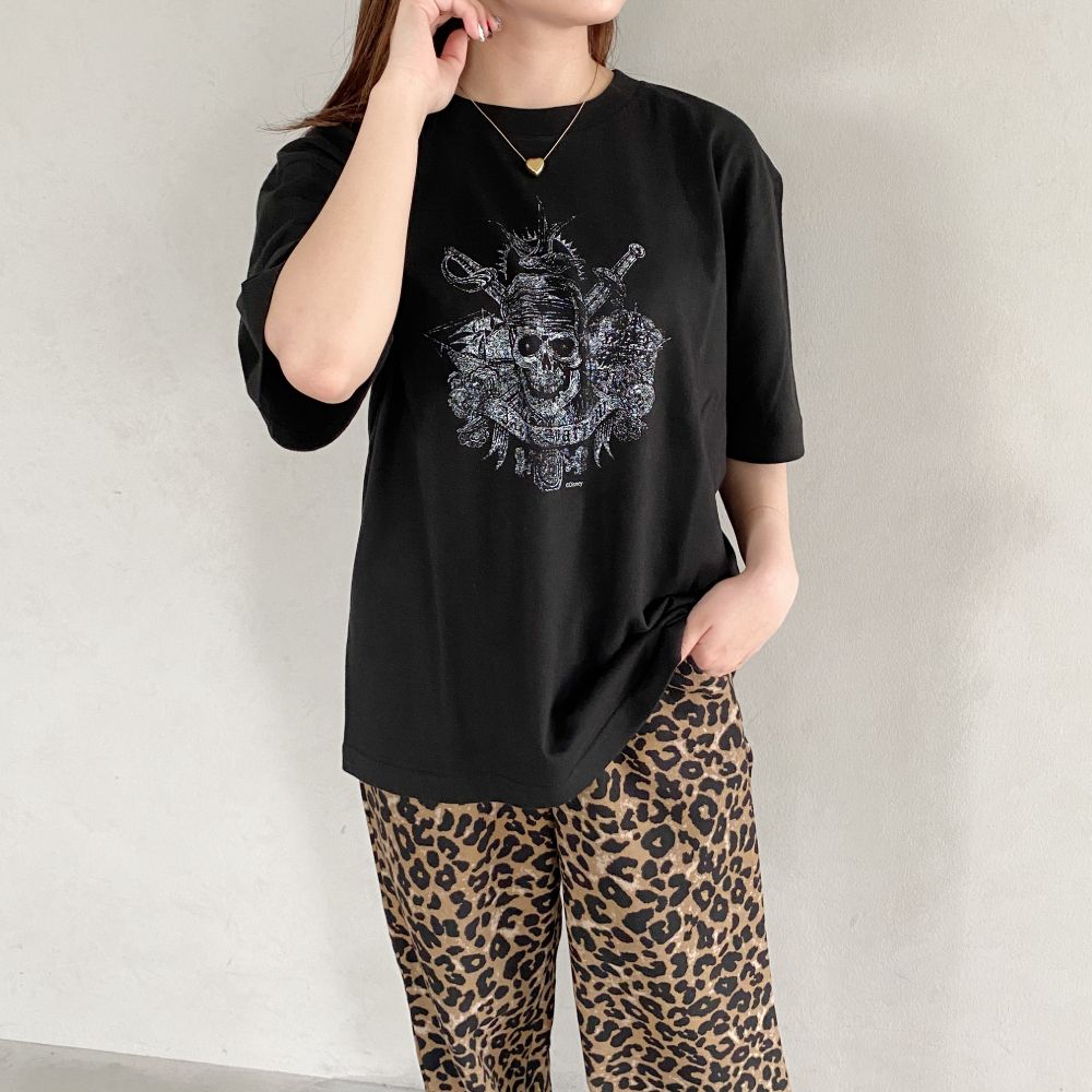 【キャラチョイ】POC/Skull/ビッグシルエットTシャツ/ブラック/CHDYBT2305POC-Skull01