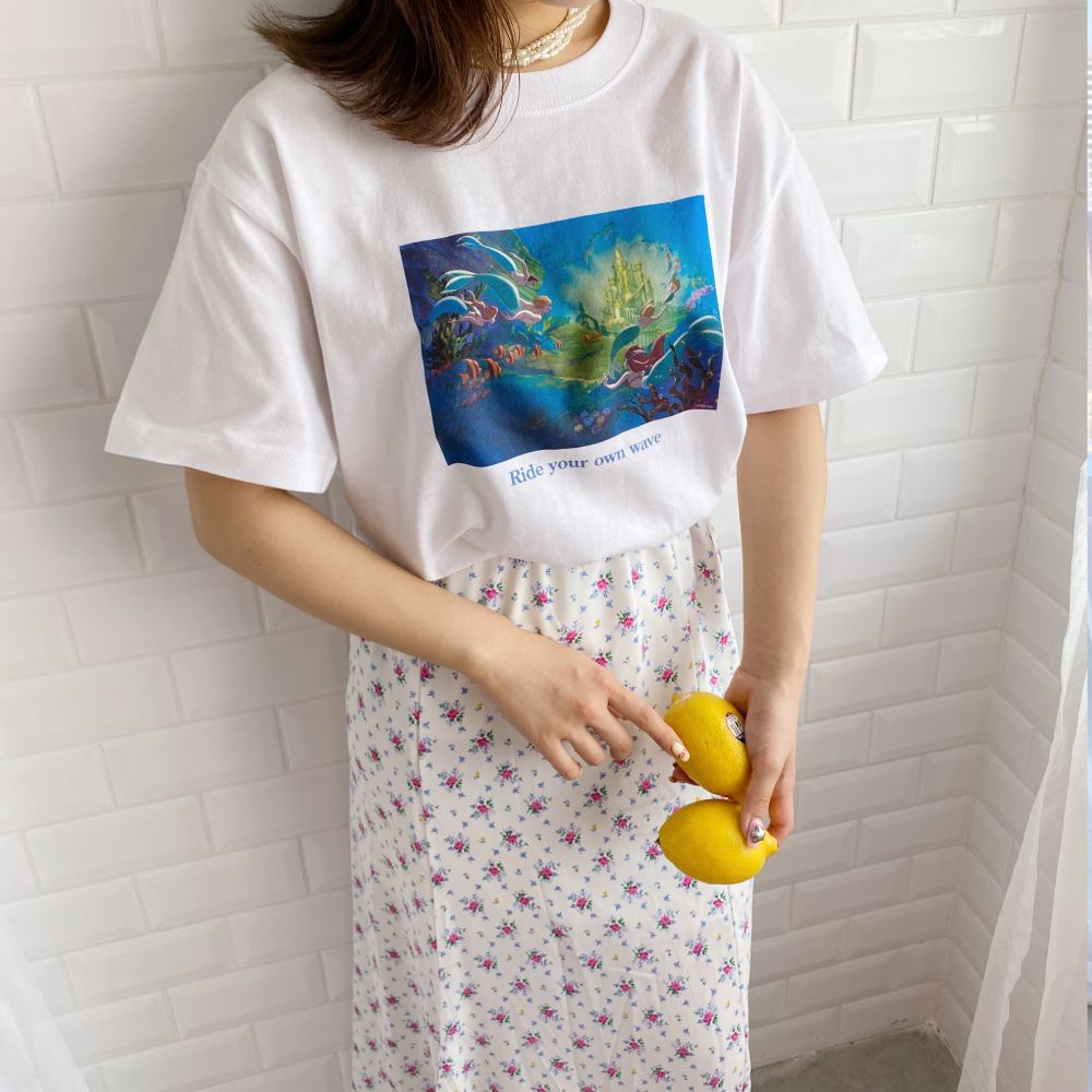 【キャラチョイ】リトル・マーメイド/Little Mermaid/アリエル/エリック王子/PHOTO02/Tシャツ/ホワイト