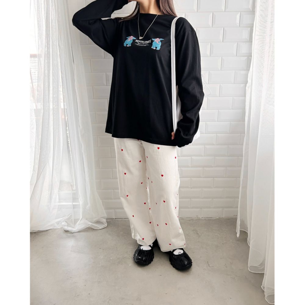 【キャラチョイ】プーさん /ロングスリーブTシャツ/ブラック