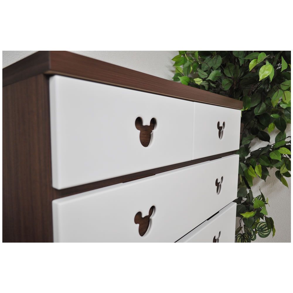 75cm幅5段ショコラミッキー タンス 収納棚