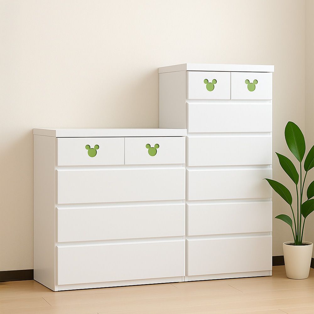 80cm幅 4段　ミキット 木製 ミッキーマウス チェスト 収納ボックス 日本製 ホワイト タンス 子供部屋 ディズニー家具