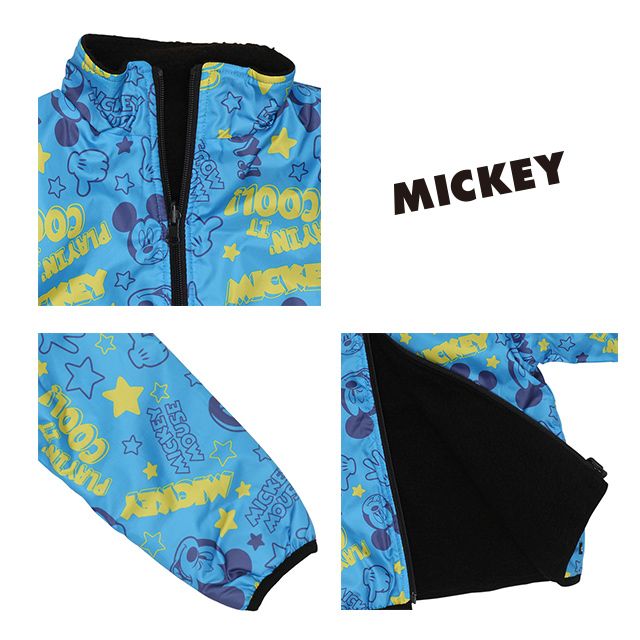 【ベビードール】ミッキー リバーシブルアウター 7662K / ベビーサイズ キッズ トップス 長袖 アウター ジャケット ブルゾン ジャンパー 羽織 ボア もこもこ あったか 秋冬