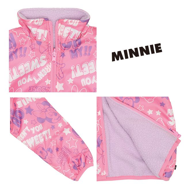 【ベビードール】ミニー リバーシブルアウター 7662K / ベビーサイズ キッズ トップス 長袖 アウター ジャケット ブルゾン ジャンパー 羽織 ボア もこもこ あったか 秋冬