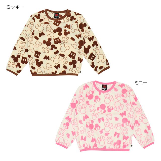 【ベビードール】ミッキー 総柄フリーストレーナー 7664K / ベビーサイズ キッズ トップス 長袖 フリース素材 秋冬