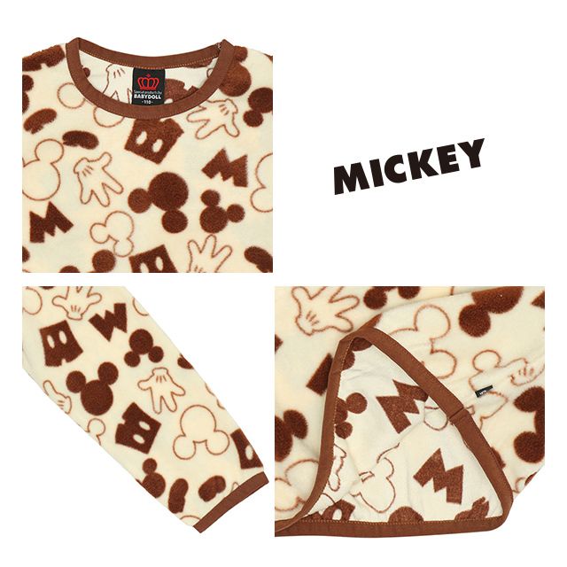 【ベビードール】ミッキー 総柄フリーストレーナー 7664K / ベビーサイズ キッズ トップス 長袖 フリース素材 秋冬