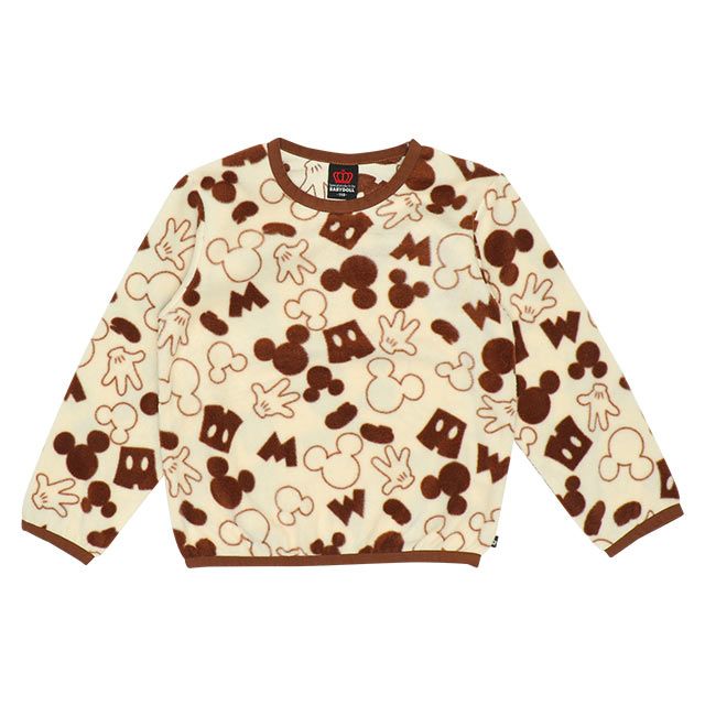 【ベビードール】ミッキー 総柄フリーストレーナー 7664K / ベビーサイズ キッズ トップス 長袖 フリース素材 秋冬