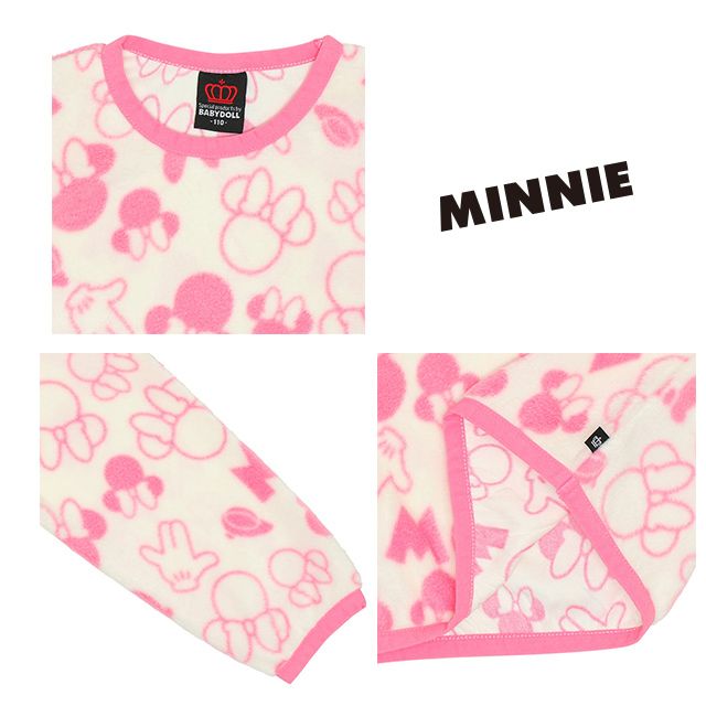 【ベビードール】ミニー 総柄フリーストレーナー 7664K / ベビーサイズ キッズ トップス 長袖 フリース素材 秋冬