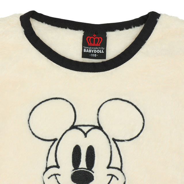【ベビードール】ミッキー 刺繍ボアトレーナー 7672K / ベビーサイズ キッズ トップス 長袖 ボア もこもこ あったか 防寒