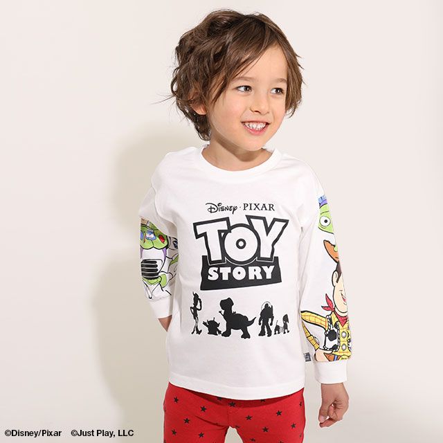 【ベビードール】親子お揃い ディズニー 袖キャラクターロンT 7867K