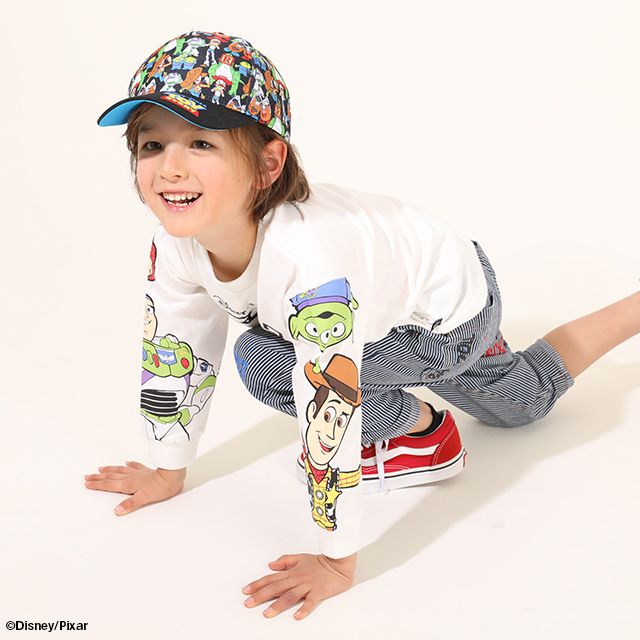 【ベビードール】親子お揃い ディズニー 袖キャラクターロンT 7867K