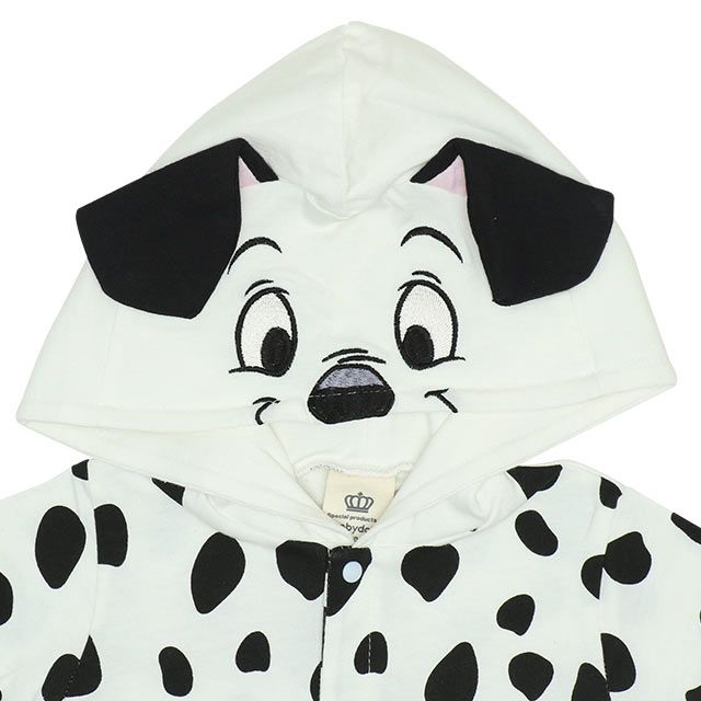 【ベビードール】１０１匹わんちゃん なりきるロンパース 7874B / ベビーサイズ 赤ちゃん 出産祝い 贈り物 プレゼント ベビー服 フード付き 立体モチーフ スナップボタン センター開き 仮装 コスチューム コスプレ