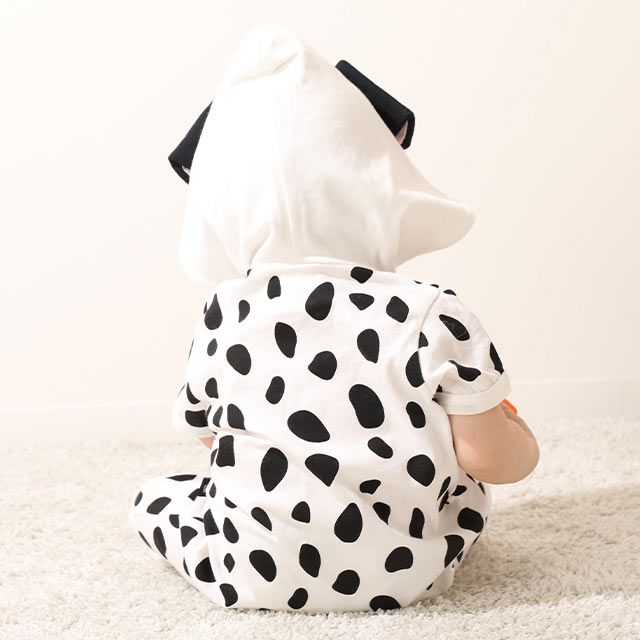 【ベビードール】１０１匹わんちゃん なりきるロンパース 7874B / ベビーサイズ 赤ちゃん 出産祝い 贈り物 プレゼント ベビー服 フード付き 立体モチーフ スナップボタン センター開き 仮装 コスチューム コスプレ