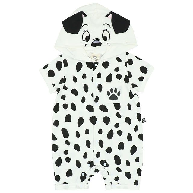 【ベビードール】１０１匹わんちゃん なりきるロンパース 7874B / ベビーサイズ 赤ちゃん 出産祝い 贈り物 プレゼント ベビー服 フード付き 立体モチーフ スナップボタン センター開き 仮装 コスチューム コスプレ