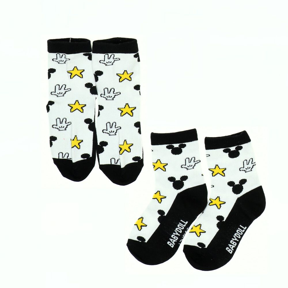 【ベビードール】ミッキー クルーソックスセット 7896 / ベビーサイズ キッズ くつ下 靴下 3足セット 3足組み 3点セット 10-13cm・13-16cm滑り止め付き