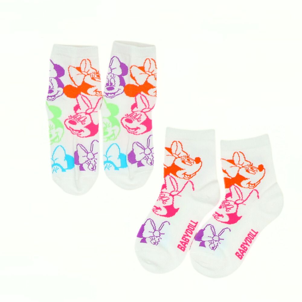 【ベビードール】ミニー クルーソックスセット 7896 / ベビーサイズ キッズ くつ下 靴下 3足セット 3足組み 3点セット 10-13cm・13-16cm滑り止め付き