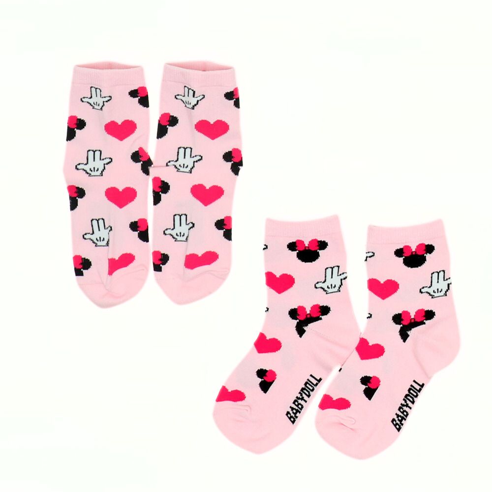 【ベビードール】ミニー クルーソックスセット 7896 / ベビーサイズ キッズ くつ下 靴下 3足セット 3足組み 3点セット 10-13cm・13-16cm滑り止め付き