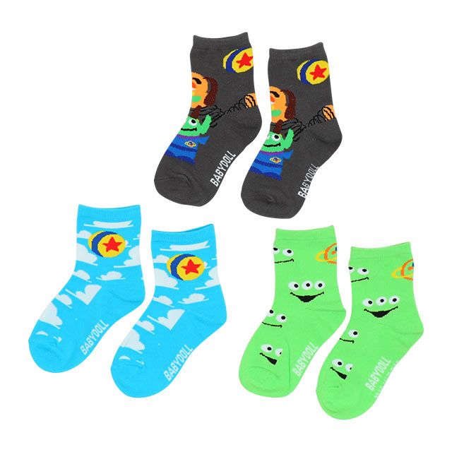 【ベビードール】トイ・ストーリー クルーソックスセット 5387 / ベビーサイズ キッズ 靴下 3足セット 3足組み 3点セット 10-13cm・13-16cm滑り止め付き スリンキー