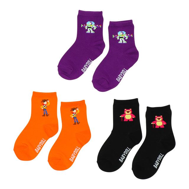 【ベビードール】トイ・ストーリー クルーソックスセット 5387 / ベビーサイズ キッズ 靴下 3足セット 3足組み 3点セット 10-13cm・13-16cm滑り止め付き スリンキー