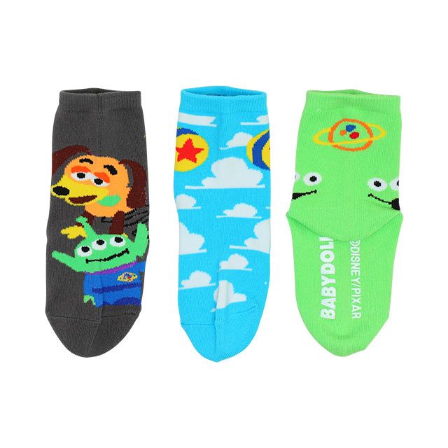 【ベビードール】トイ・ストーリー クルーソックスセット 5387 / ベビーサイズ キッズ 靴下 3足セット 3足組み 3点セット 10-13cm・13-16cm滑り止め付き スリンキー