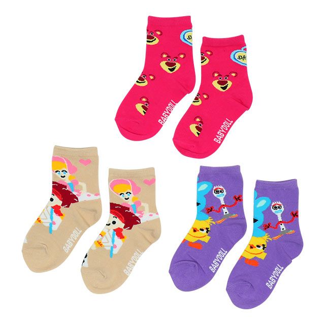【ベビードール】トイ・ストーリー クルーソックスセット 5387 / ベビーサイズ キッズ 靴下 3足セット 3足組み 3点セット 10-13cm・13-16cm滑り止め付き スリンキー