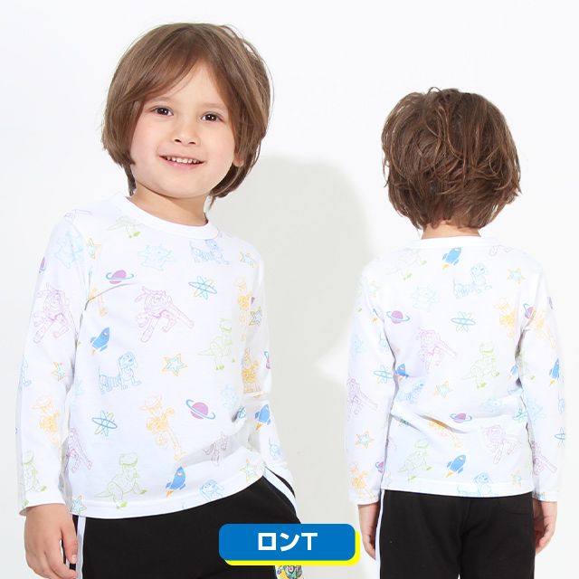 【ベビードール】トイ・ストーリー 総柄ロンT 7970K / キッズ トップス 長袖 天竺素材 バズ・ライトイヤー ウッディ レックス リトルグリーンメン スリンキー