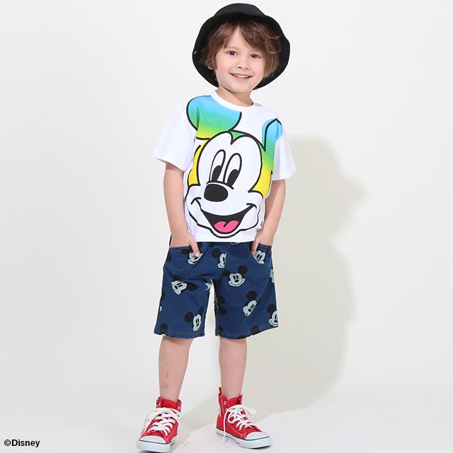 【ベビードール】ミッキー 親子お揃い グラデーションBIGフェイスTシャツ 8016K