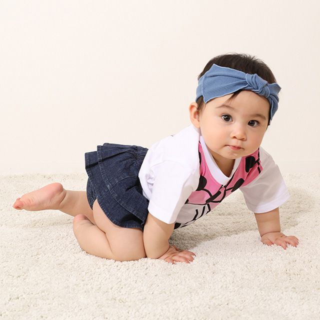 【ベビードール】ミニー 親子お揃い グラデーションBIGフェイスTシャツ 8016K