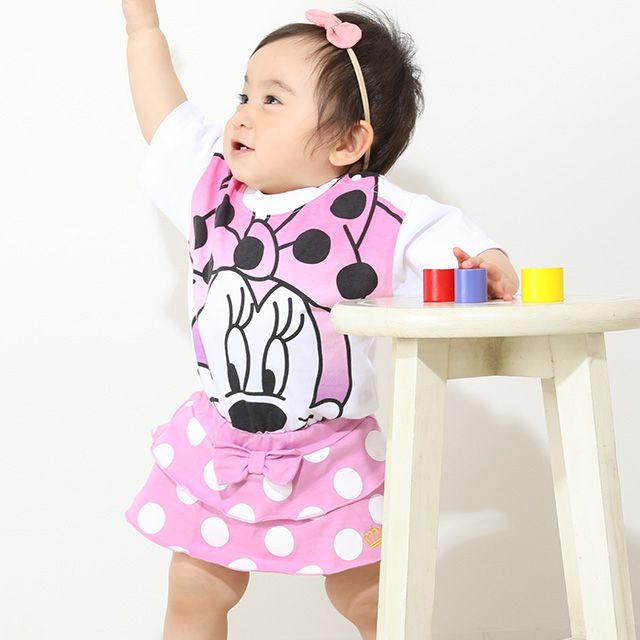 【ベビードール】ミニー 親子お揃い グラデーションBIGフェイスTシャツ 8016K