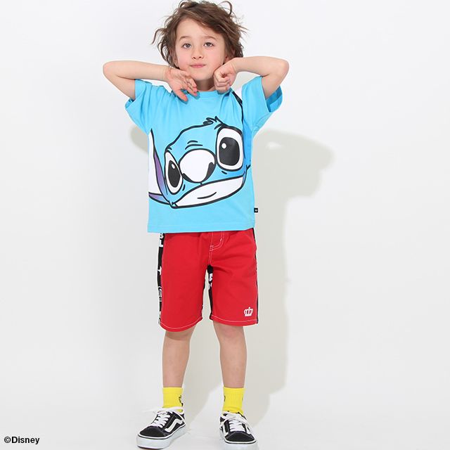 【ベビードール】スティッチ 親子お揃い グラデーションBIGフェイスTシャツ 8016K