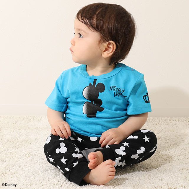 【ベビードール】ミッキー 親子お揃い つながるサングラスTシャツ 8019K