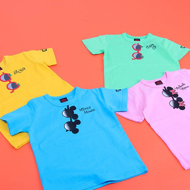 【ベビードール】チップ 親子お揃い つながるサングラスTシャツ 8019K