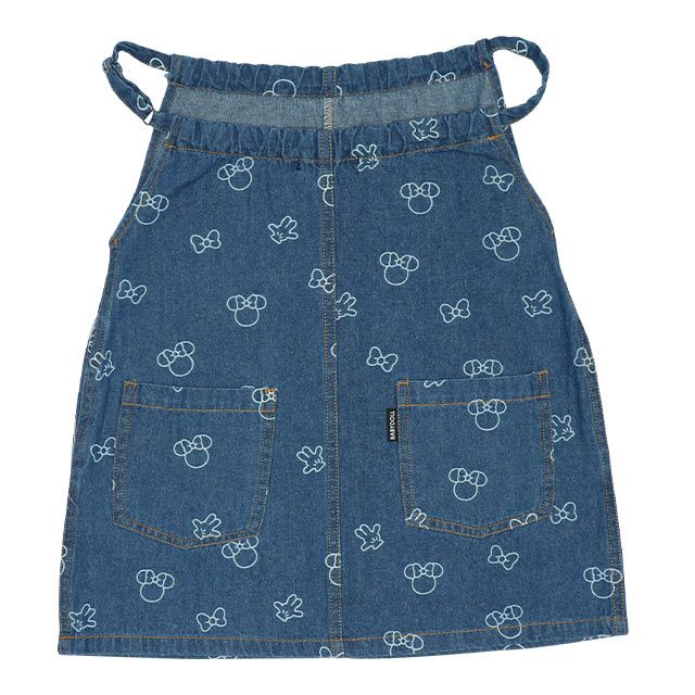 【ベビードール】ミニー 総柄ジャンパースカート 8020K / ベビーサイズ キッズ リンクコーデ ペアルック デニム 抜染プリント 肩紐長さ調節可