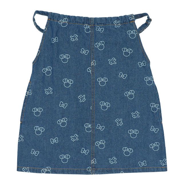 【ベビードール】ミニー 総柄ジャンパースカート 8020K / ベビーサイズ キッズ リンクコーデ ペアルック デニム 抜染プリント 肩紐長さ調節可