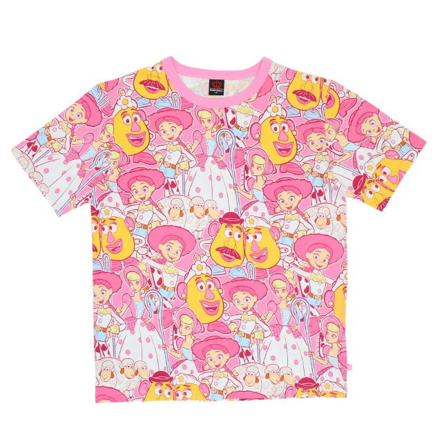 【ベビードール】トイストーリー ピンク 総柄Tシャツ 親子お揃い 8022A