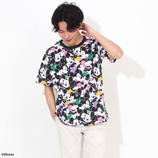 【ベビードール】ミッキー 総柄Tシャツ 親子お揃い 8022A