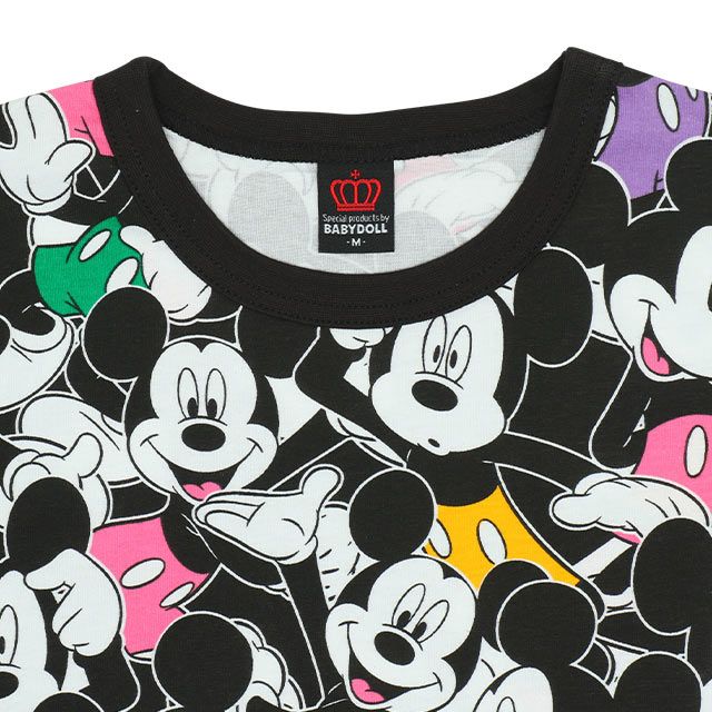 【ベビードール】ミッキー 総柄Tシャツ 親子お揃い 8022A