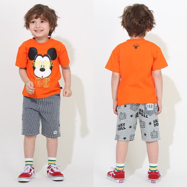 【ベビードール】ミッキー 蓄光Tシャツ 親子お揃い 8024K