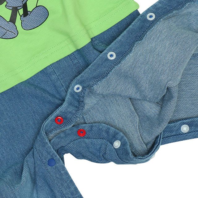 【ベビードール】ミッキー デニムキャラクター切替ロンパース 8197B