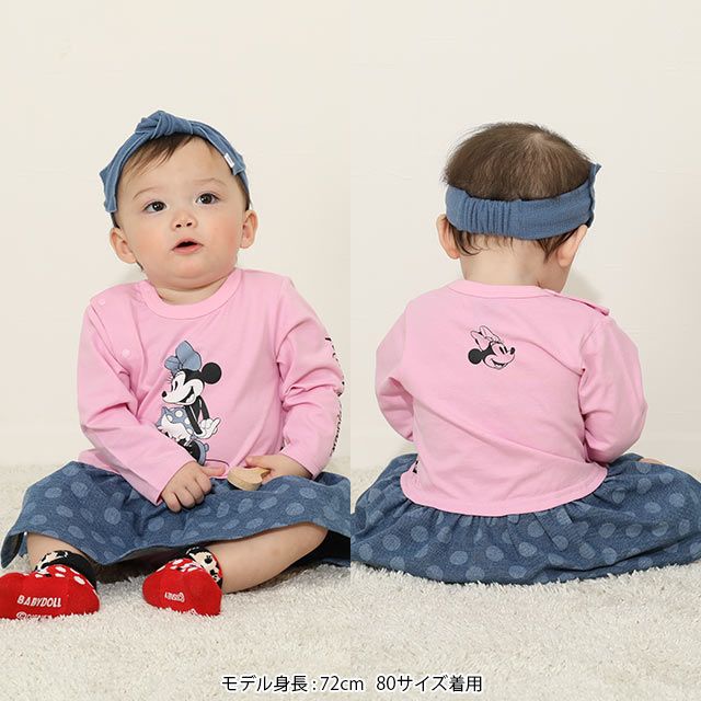 【ベビードール】ミニー デニムキャラクター切替ロンパース 8197B