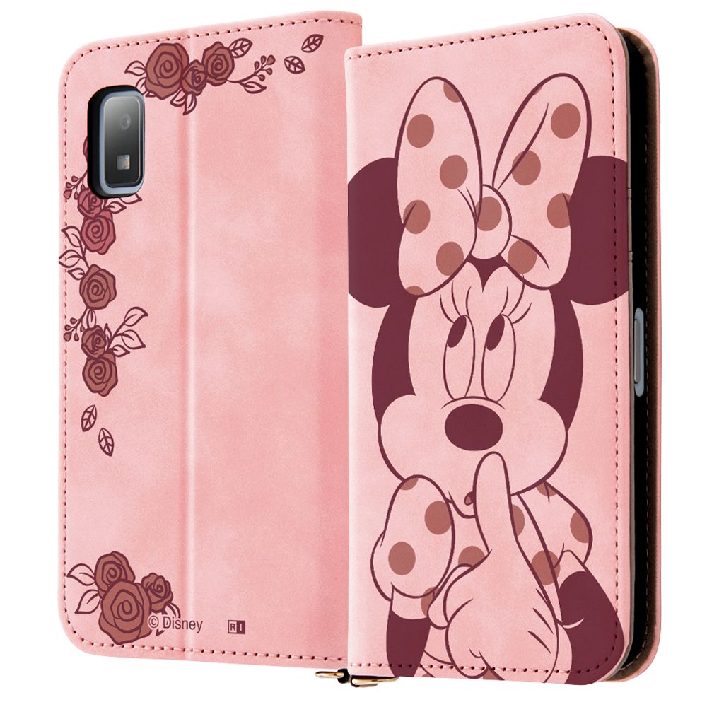 ミニーマウスとローズ 手帳型 ケース Raffine【受注生産】