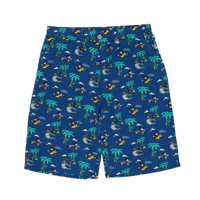 【ベビードール】親子お揃い リゾート柄ハーフパンツ 8267A (トップス別売) / ミッキー ミニー ドナルド 大人 ユニセックス 男女兼用 リンクコーデ ペアルック 親子コーデ ボトムス ショートパンツ 短パン 半ズボン 吸汗 速乾 ウエスト総ゴム フェイクボタン