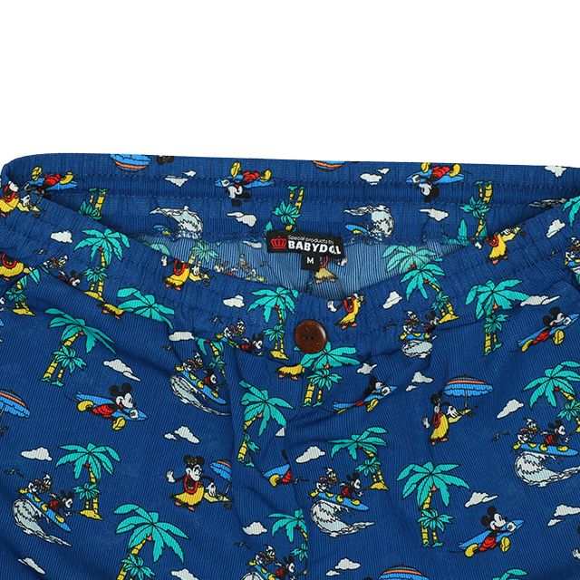 【ベビードール】親子お揃い リゾート柄ハーフパンツ 8267A (トップス別売) / ミッキー ミニー ドナルド 大人 ユニセックス 男女兼用 リンクコーデ ペアルック 親子コーデ ボトムス ショートパンツ 短パン 半ズボン 吸汗 速乾 ウエスト総ゴム フェイクボタン