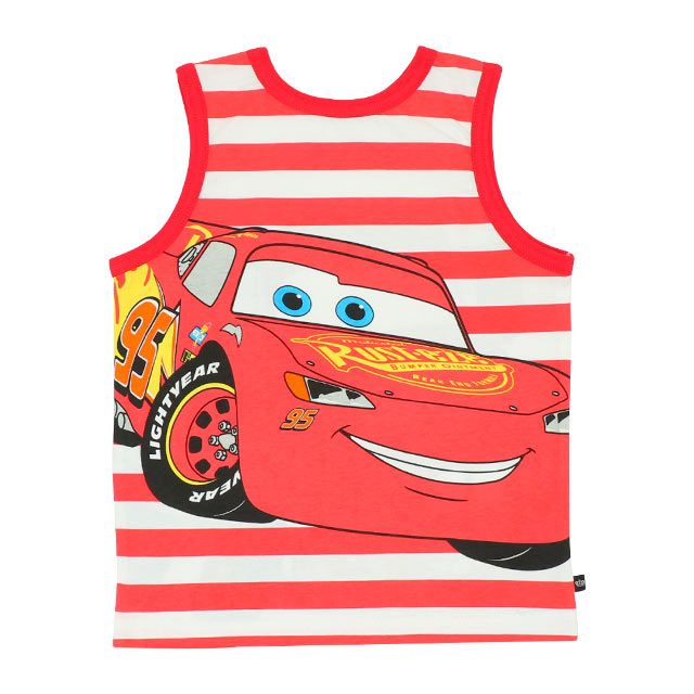 【ベビードール】カーズ どっちも前タンクトップ 8272K / ライトニングマックイーン メーター ベビーサイズ キッズ トップス ノースリーブ 前後2WAYデザイン ボーダー柄 天竺素材
