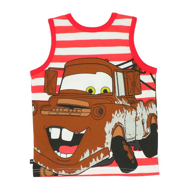 【ベビードール】カーズ どっちも前タンクトップ 8272K / ライトニングマックイーン メーター ベビーサイズ キッズ トップス ノースリーブ 前後2WAYデザイン ボーダー柄 天竺素材