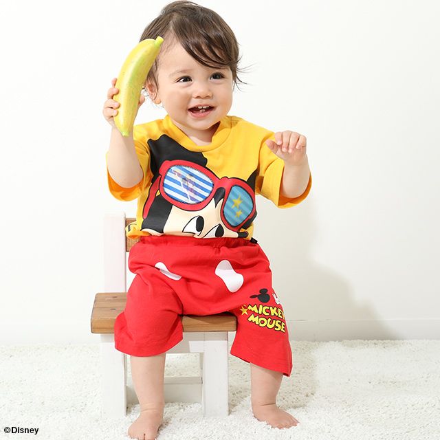 【ベビードール】ミッキー サングラスレンチキュラーTシャツ 親子お揃い 8275K