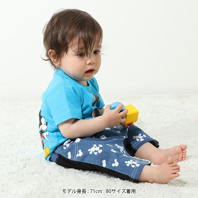【ベビードール】ミッキー 総柄ショートモンキーパンツ 8289B