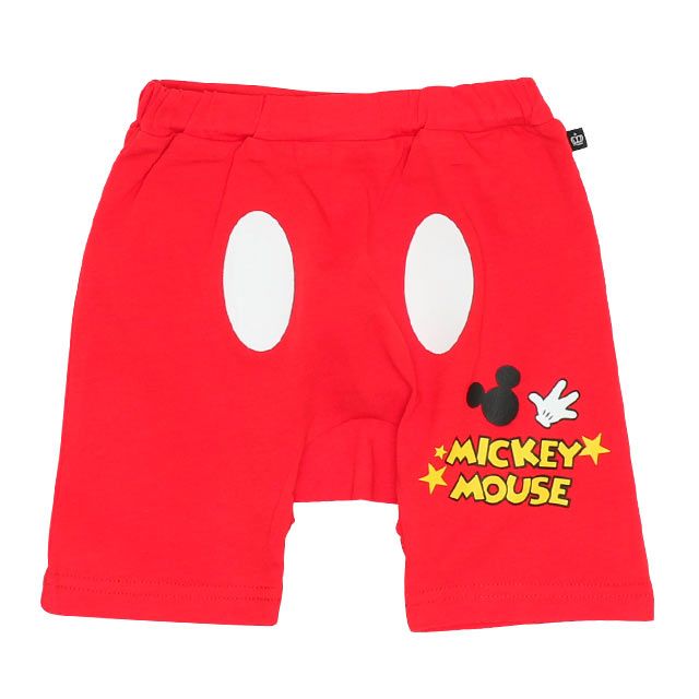 【ベビードール】ミッキー なりきるショートモンキーパンツ 8292B / ベビーサイズ 赤ちゃん ベビー服 ボトムス ショートパンツ 短パン 半ズボン ゆったり 楽ちん ウエスト総ゴム ゴム穴付 天竺素材 仮装 コスチューム コスプレ